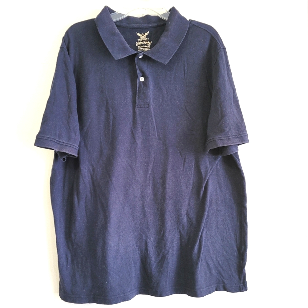 Faded Glory Navy Blue Short Sleeve 100% Cotton Collared Shirt Size XL